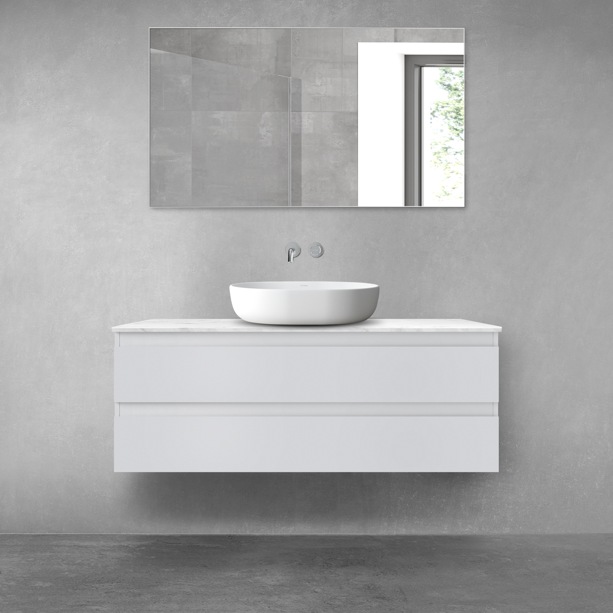 Darmowa Dostawa - Szafka z blatem 120x45.6x48.6 cm podumywalkowa wisząca szara Oltens Vernal 68728700