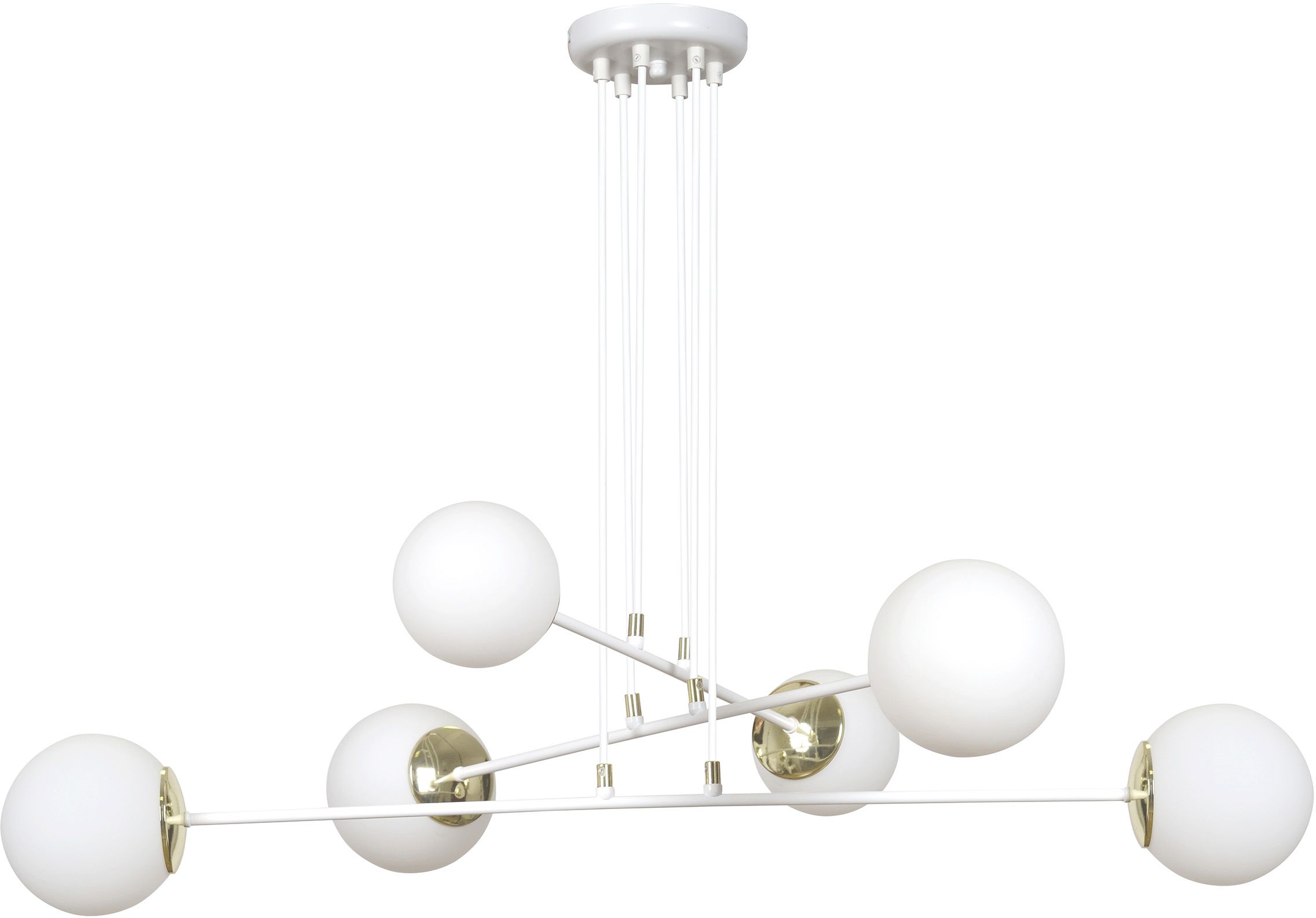 Darmowa Dostawa - Lampa wisząca 6x10 W biała-złota-mleczna Emibig Ognis 9676