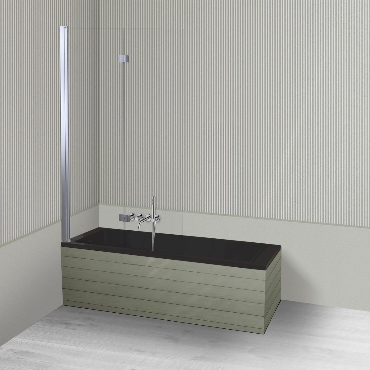 Darmowa Dostawa - Parawan i wanna 150x70 cm czarna Oltens Langfoss 18001300