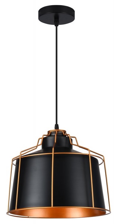 Darmowa Dostawa - Lampa wisząca 1x40 W czarna-złota GTV Goa OSGOA11DEC