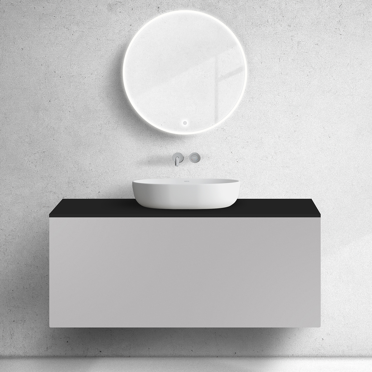 Darmowa Dostawa - Szafka z blatem 120x45x53.6 cm podumywalkowa wisząca czarna Oltens Lun 68686900