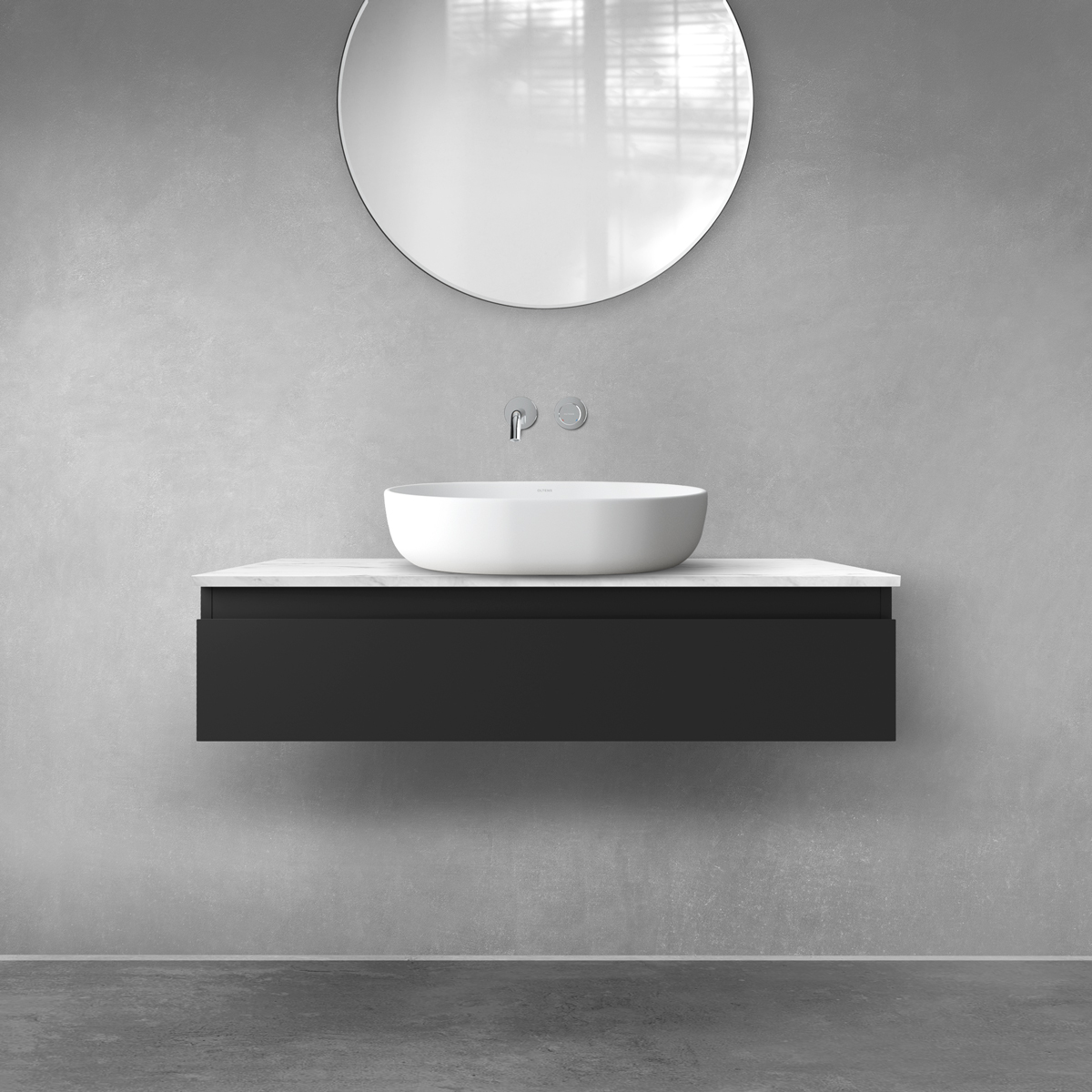 Darmowa Dostawa - Szafka z blatem 100x45.6x25.2 cm podumywalkowa wisząca czarna Oltens Vernal 68708300