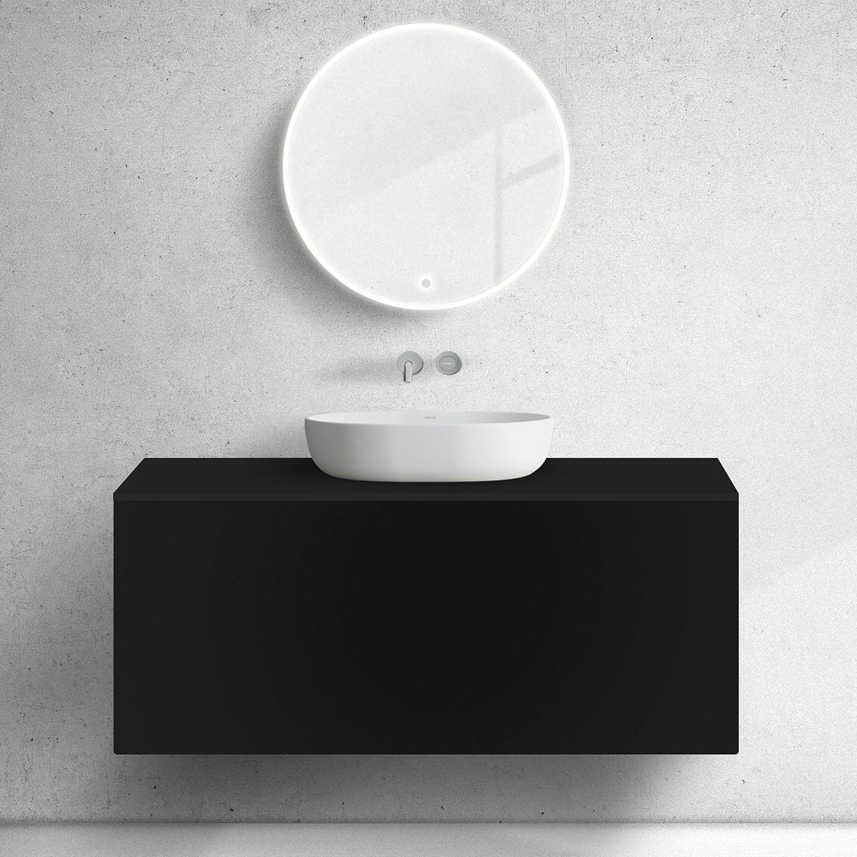 Darmowa Dostawa - Szafka z blatem 120x45x53.6 cm podumywalkowa wisząca czarna Oltens Lun 68737300