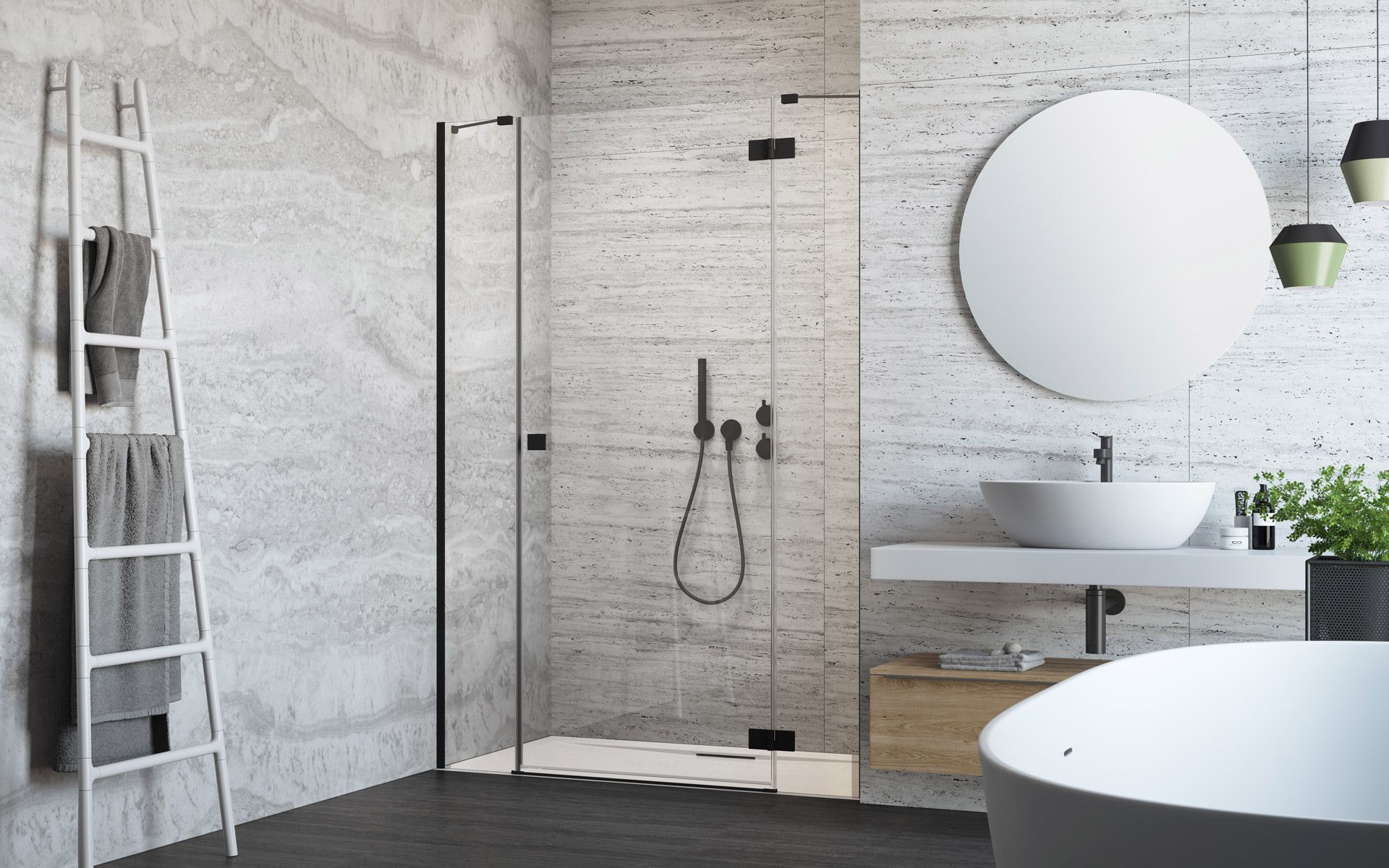 Darmowa Dostawa - Drzwi prysznicowe 70.5 cm uchylne do ścianki bocznej Radaway Essenza New Black DWJS 13850325401R