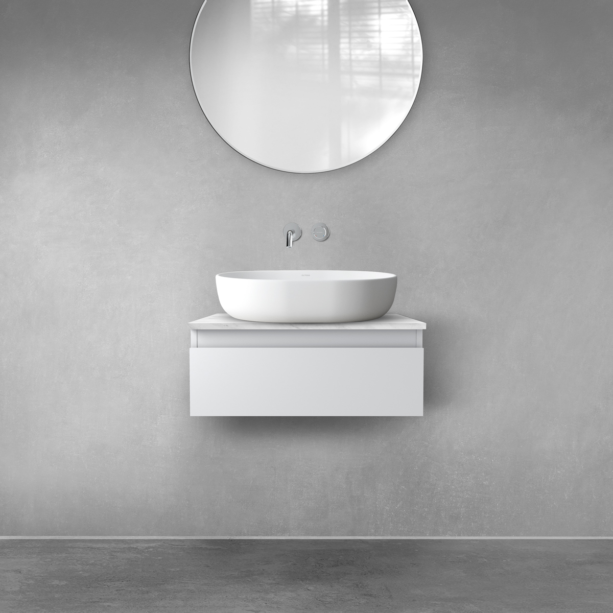 Darmowa Dostawa - Szafka z blatem 60x45.6x25.2 cm podumywalkowa wisząca szara Oltens Vernal 68706700