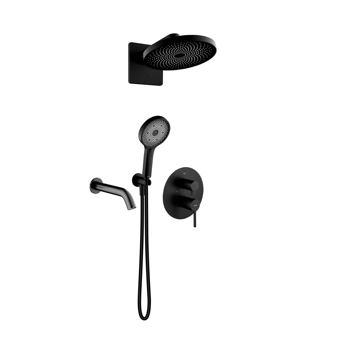 Darmowa Dostawa - Zestaw wannowo-prysznicowy podtynkowy z deszczownicą czarny mat Oltens Rann 36074300