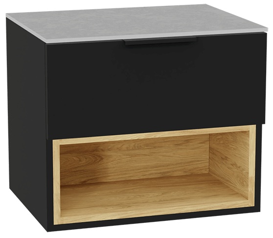 Darmowa Dostawa - Szafka z blatem 60x46.5x51.2 cm podumywalkowa wisząca czarna-szara-dąb Excellent Tuto 2.0 MLEX2171K6002SJBKBK