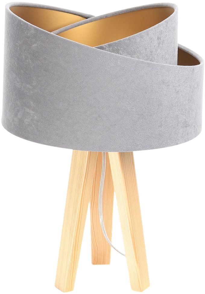 Darmowa Dostawa - Lampa stołowa 1x60 W złota-szara-drewno BPS Koncept Galaxy 060S014