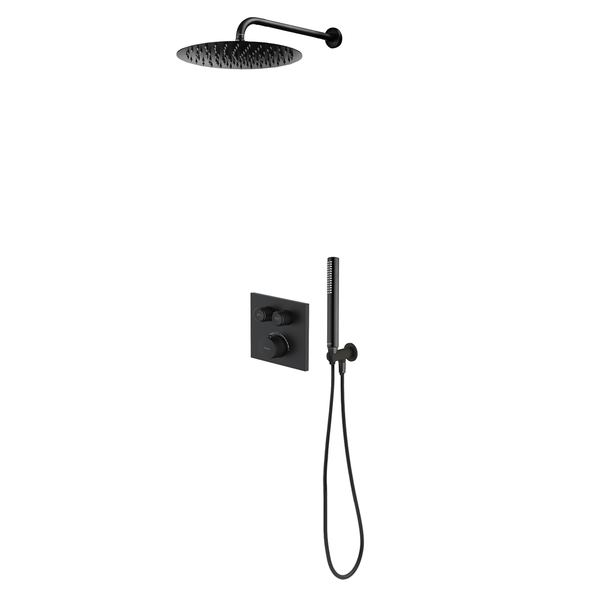 Darmowa Dostawa - Zestaw prysznicowy podtynkowy termostatyczny z deszczownicą czarny mat Oltens Onega 36620300