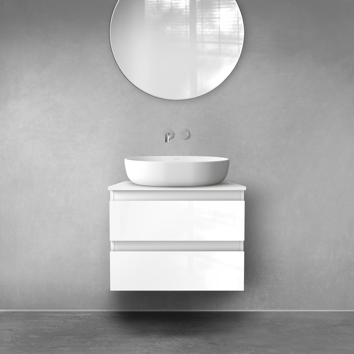 Darmowa Dostawa - Szafka z blatem 60x46.4x48.6 cm podumywalkowa wisząca biała Oltens Vernal 68115000