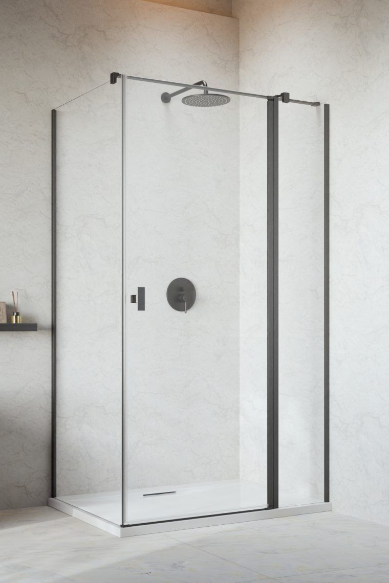 Darmowa Dostawa - Drzwi prysznicowe 90 cm uchylne szczotkowany/szkło przezroczyste Radaway Nes Brushed GunMetal KDJ II 100320909201R