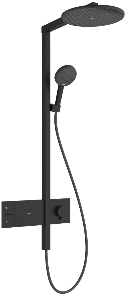 Darmowa Dostawa - Zestaw prysznicowy ścienny termostatyczny z deszczownicą czarny Hansgrohe Raindance Alive S 24582670