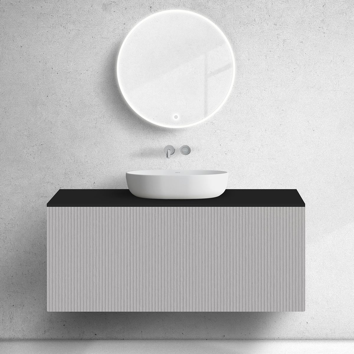 Darmowa Dostawa - Szafka z blatem 120x45x53.6 cm podumywalkowa wisząca czarna Oltens Lun 68682900