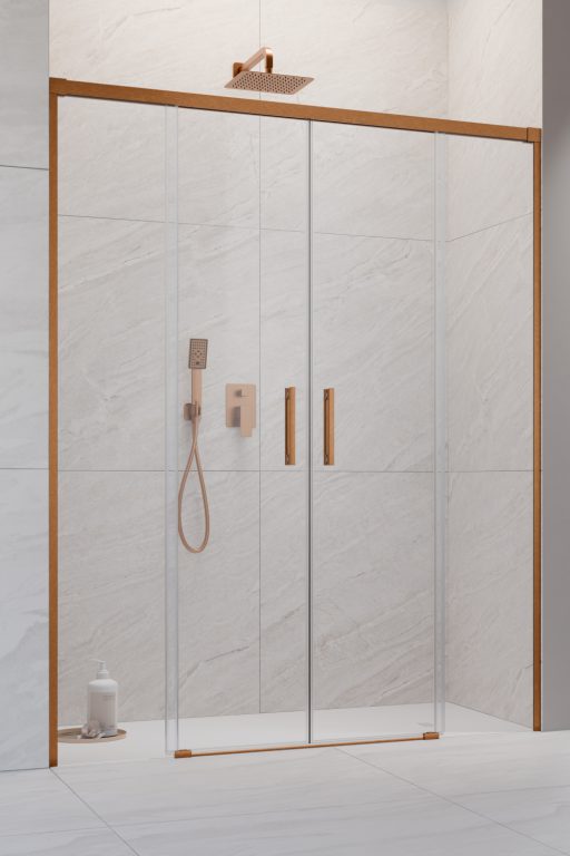 Darmowa Dostawa - Drzwi prysznicowe 160 cm rozsuwane miedź szczotkowany/szkło przezroczyste Radaway Idea Brushed Copper DWD 3871269301