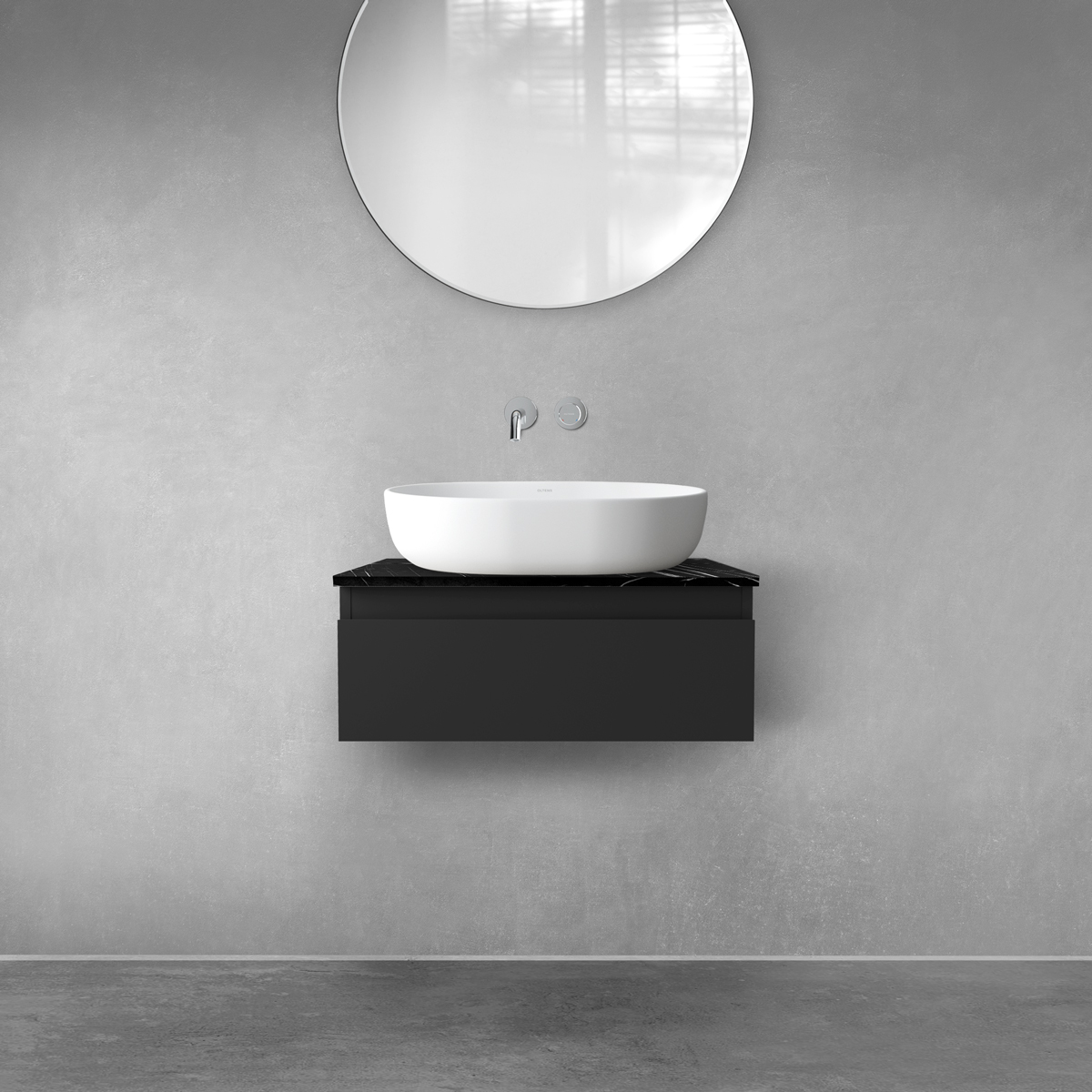 Darmowa Dostawa - Szafka z blatem 60x45.6x25.2 cm podumywalkowa wisząca czarna Oltens Vernal 68714300