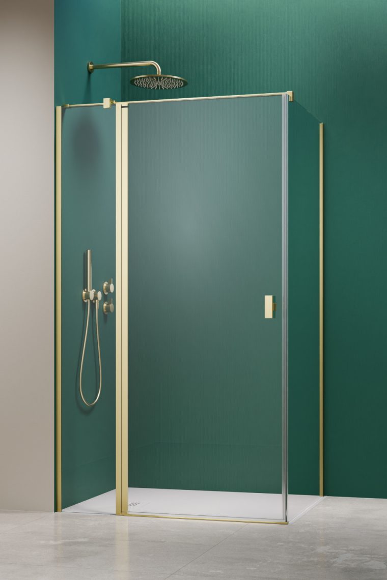 Darmowa Dostawa - Drzwi prysznicowe 100 cm uchylne złoty szczotkowany/szkło przezroczyste Radaway Nes Brushed Light Gold KDJ 100321009801L