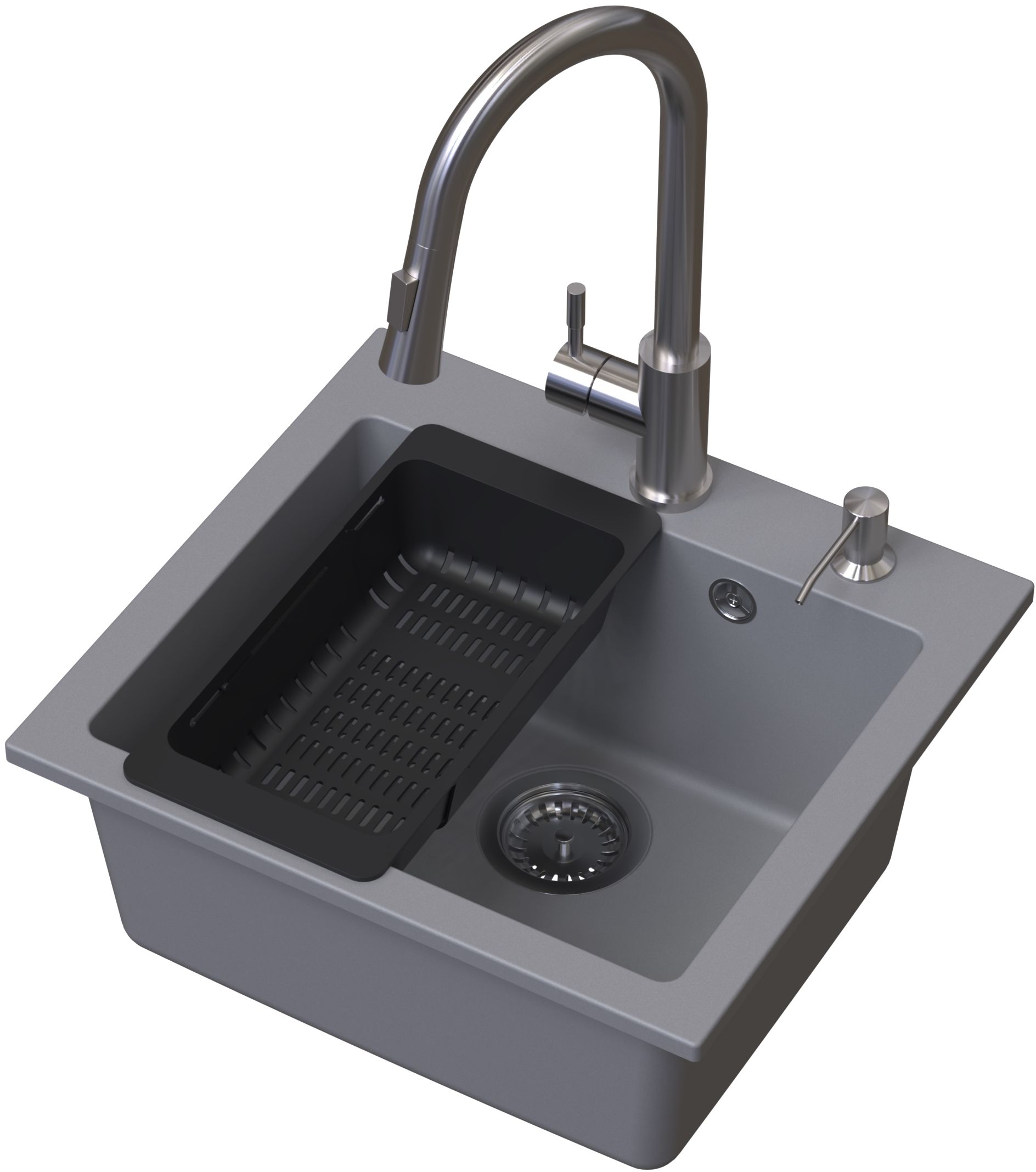 Darmowa Dostawa - Zlewozmywak z baterią i akcesoriami szary/stal Ruvetti Frigo LP3200FR4945GRW