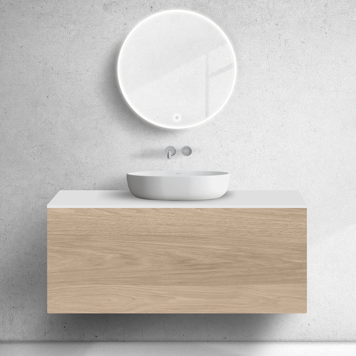 Darmowa Dostawa - Szafka z blatem 120x45x53.6 cm podumywalkowa wisząca biała-dąb Oltens Lun 68745060