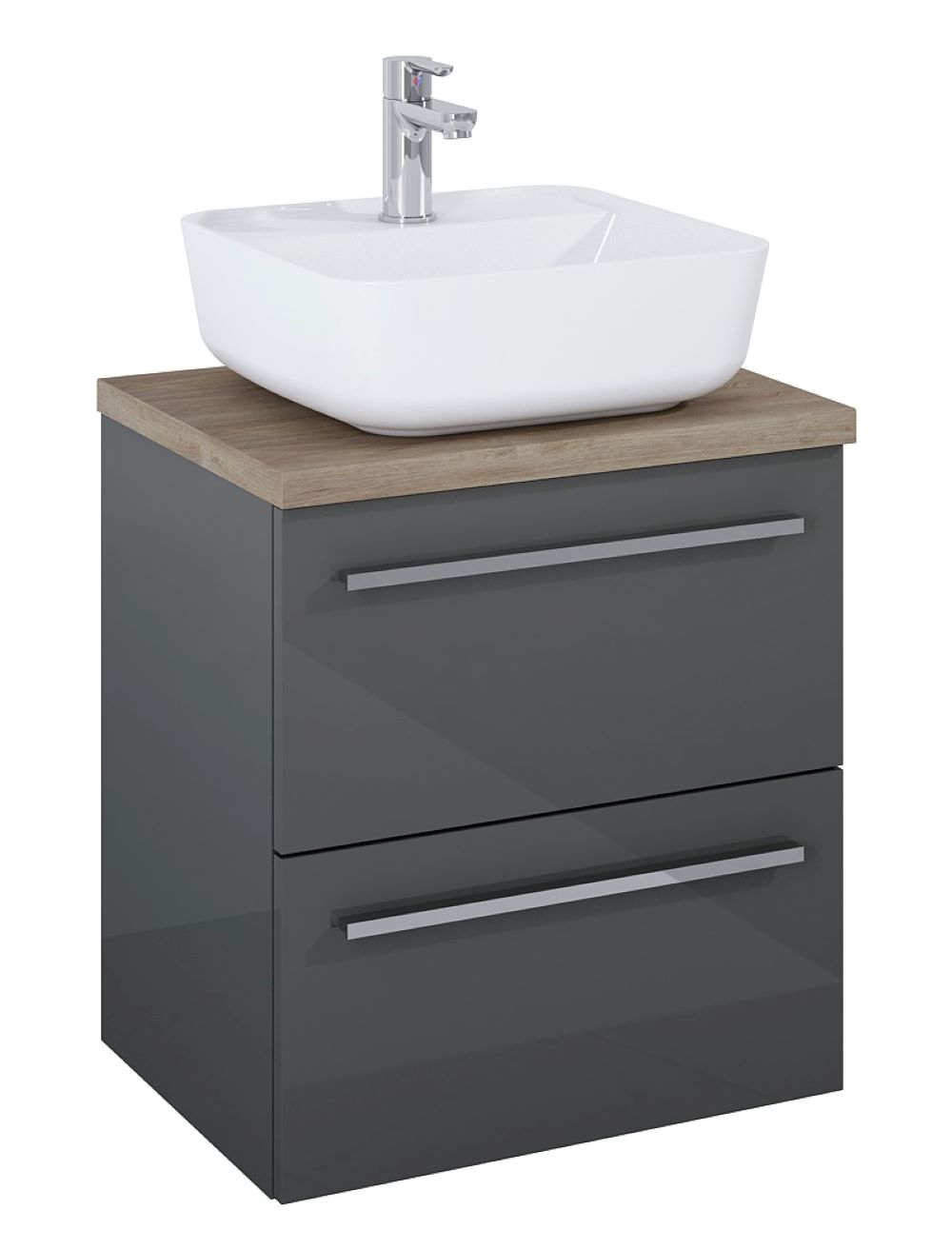 Darmowa Dostawa - Umywalka z szafką i blatem 50.4 cm antracyt Elita Kwadro Plus 168445