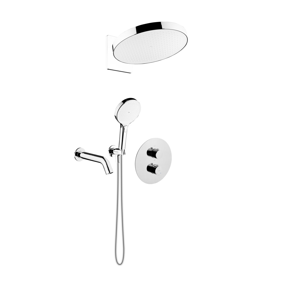 Darmowa Dostawa - Zestaw wannowo-prysznicowy podtynkowy termostatyczny z deszczownicą chrom Oltens Katla 36067100