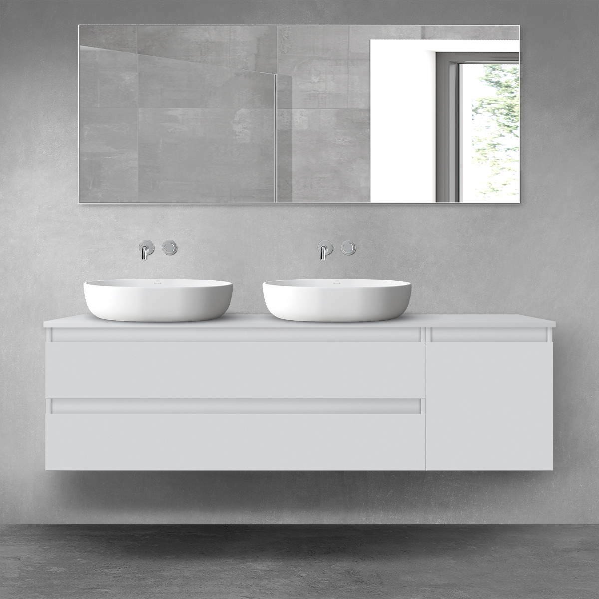 Darmowa Dostawa - Zestaw mebli łazienkowych 160x46.4x48.6 cm podumywalkowa wisząca szara Oltens Vernal 68483700