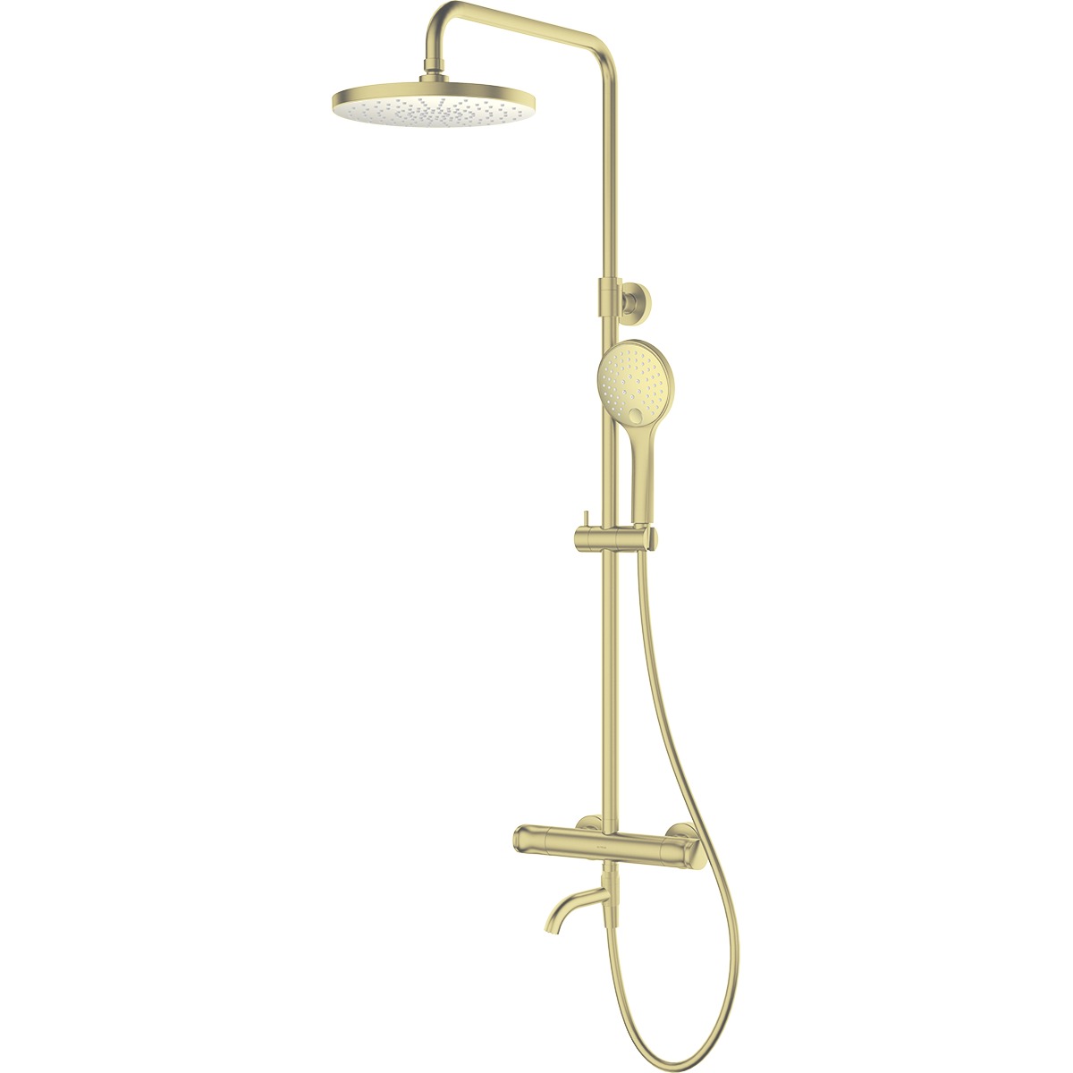 Darmowa Dostawa - Zestaw wannowo-prysznicowy ścienny termostatyczny z deszczownicą złoty połysk Oltens Vatten 36507800