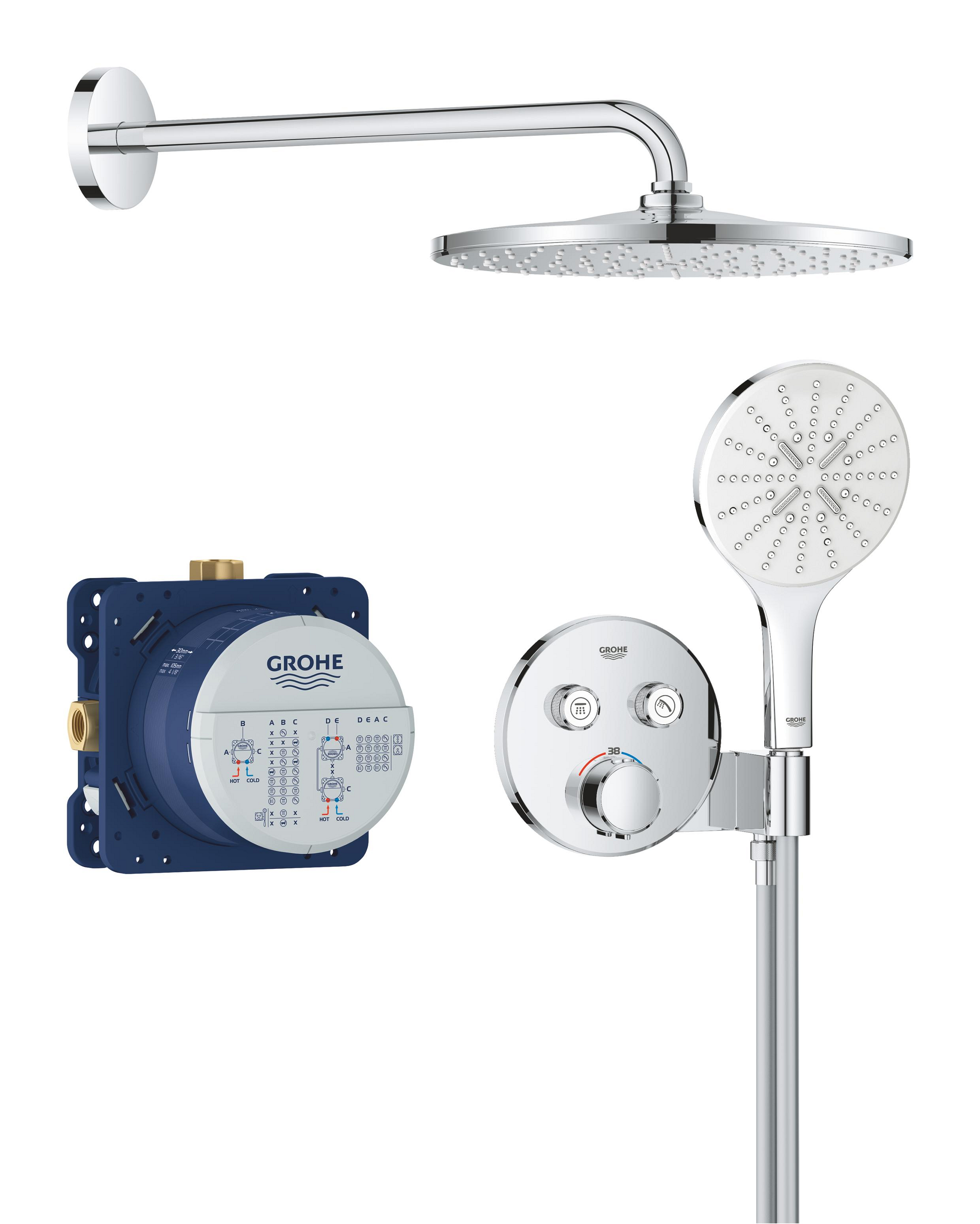 Darmowa Dostawa - Zestaw prysznicowy podtynkowy termostatyczny z deszczownicą chrom Grohe Precision Smartcontrol 34877000
