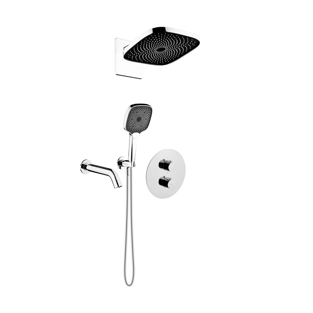 Darmowa Dostawa - Zestaw wannowo-prysznicowy podtynkowy termostatyczny z deszczownicą chrom Oltens Katla 36066100