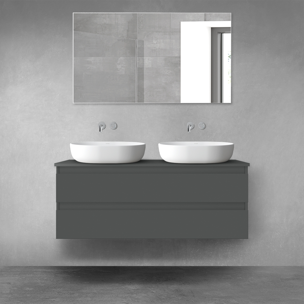 Darmowa Dostawa - Szafka z blatem 120x46.4x48.6 cm podumywalkowa wisząca grafitowa Oltens Vernal 68466400