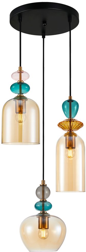 Darmowa Dostawa - Lampa wisząca 3x40 W czarna-złota Italux Busco PND302633ABROAMB