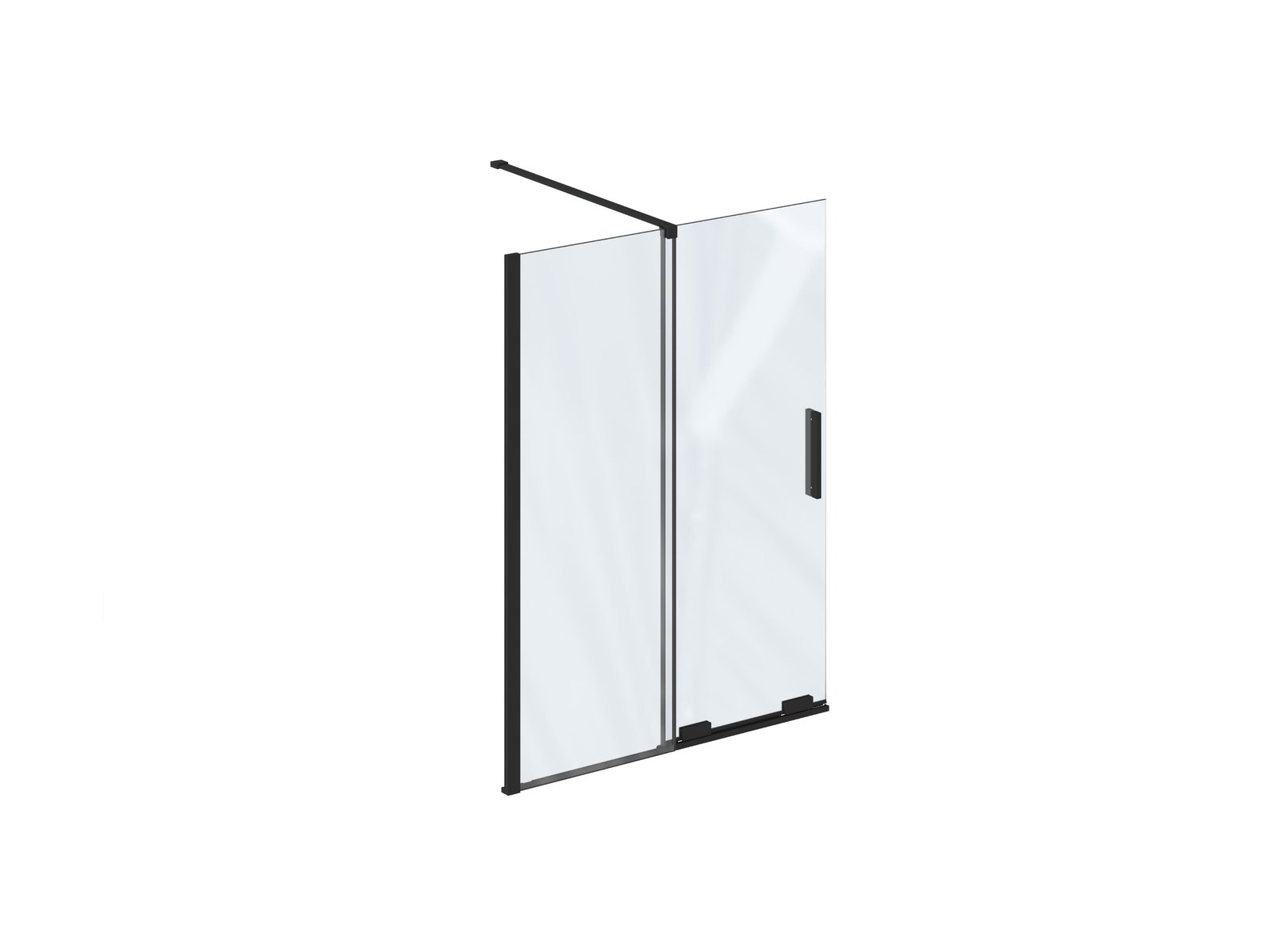 Darmowa Dostawa - Parawan nawannowy 110 cm 2-częściowy czarny mat/szkło przezroczyste Ravak Roll X786D0300Z1