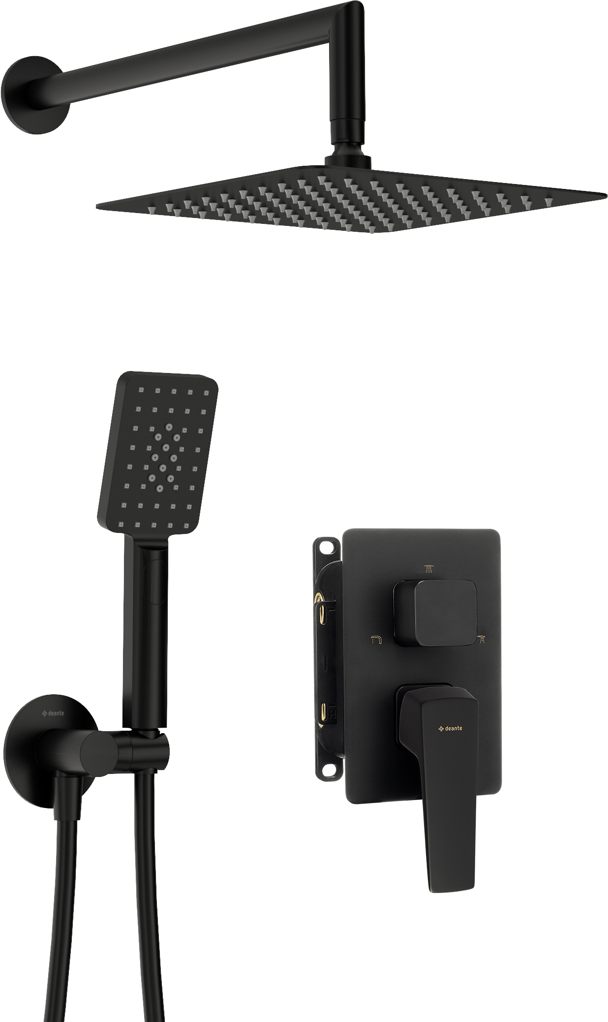 Darmowa Dostawa - Zestaw prysznicowy podtynkowy z deszczownicą czarny Deante Blur BXYZNQLM