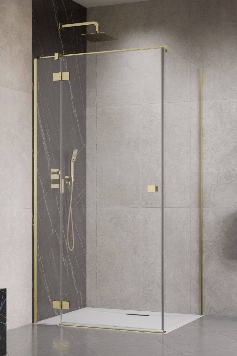 Darmowa Dostawa - Drzwi prysznicowe 100 cm uchylne złoty szczotkowany/szkło przezroczyste Radaway Essenza Brushed Gold KDJ 13850409901L
