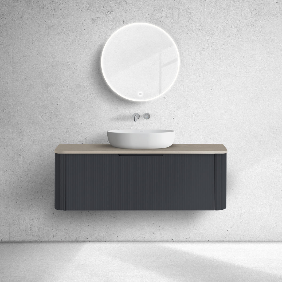 Darmowa Dostawa - Szafka z blatem 120x46.2x40.6 cm podumywalkowa wisząca czarna-dąb Oltens Hamnes 68680300