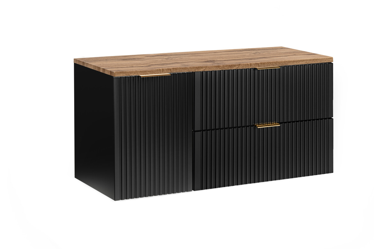 Darmowa Dostawa - Szafka z blatem 120x46x59.2 cm podumywalkowa wisząca czarna-dąb Comad Adel Black SETADBBWOTAN120CMLB