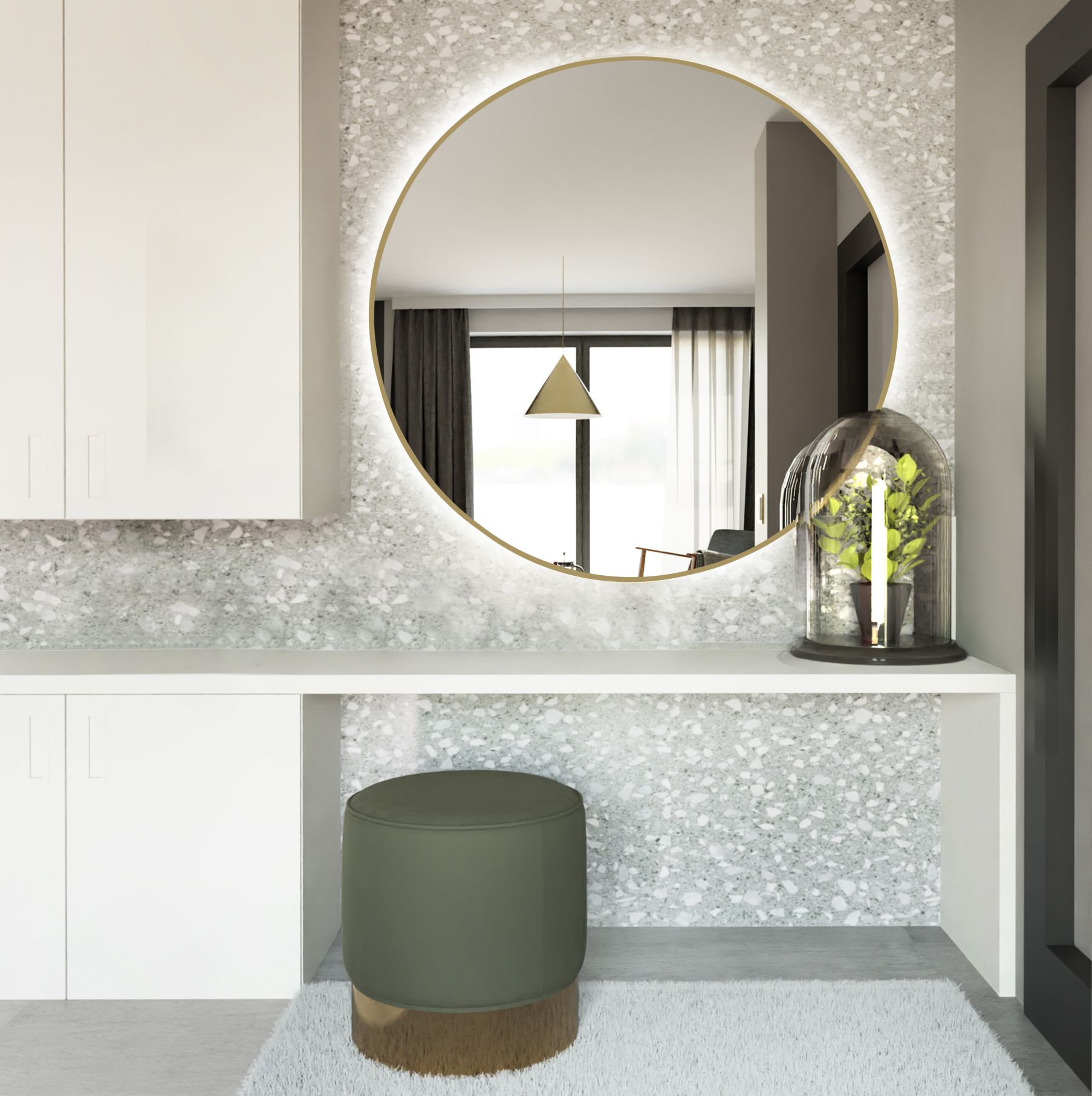 Darmowa Dostawa - Lustro 70x70 cm okrągłe z oświetleniem złoty Baltica Design Bright 5904107900230