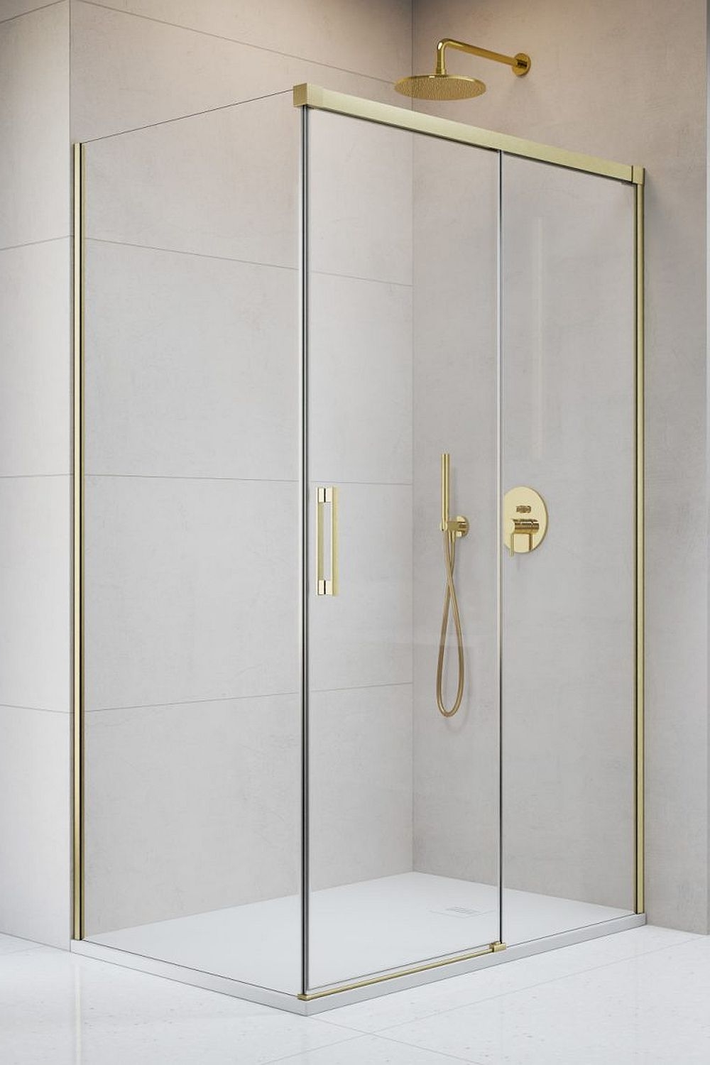 Darmowa Dostawa - Drzwi prysznicowe 57 cm rozsuwane złoty szczotkowany/szkło przezroczyste Radaway Idea 8 Brushed Gold KDJ 103405709901R