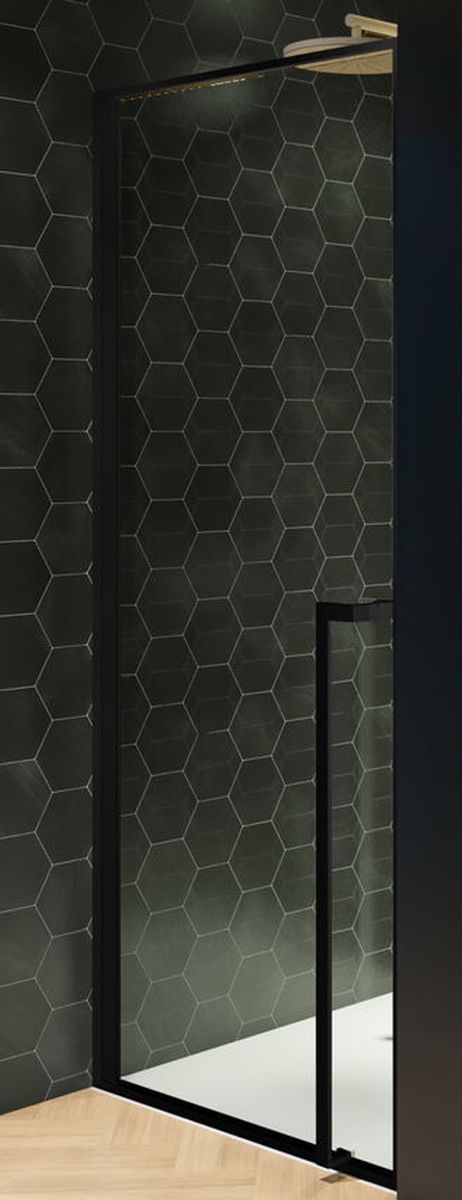 Darmowa Dostawa - Drzwi prysznicowe 100 cm uchylne czarny mat/szkło przezroczyste Riho Lucid G005003121