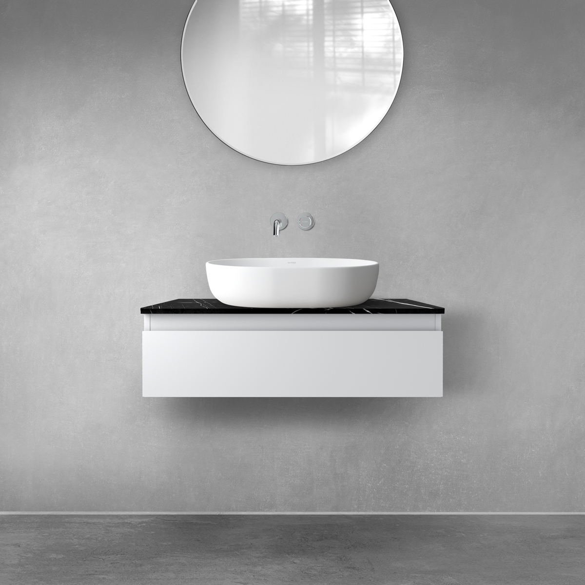 Darmowa Dostawa - Szafka z blatem 80x45.6x25.2 cm podumywalkowa wisząca czarna-szara Oltens Vernal 68715700