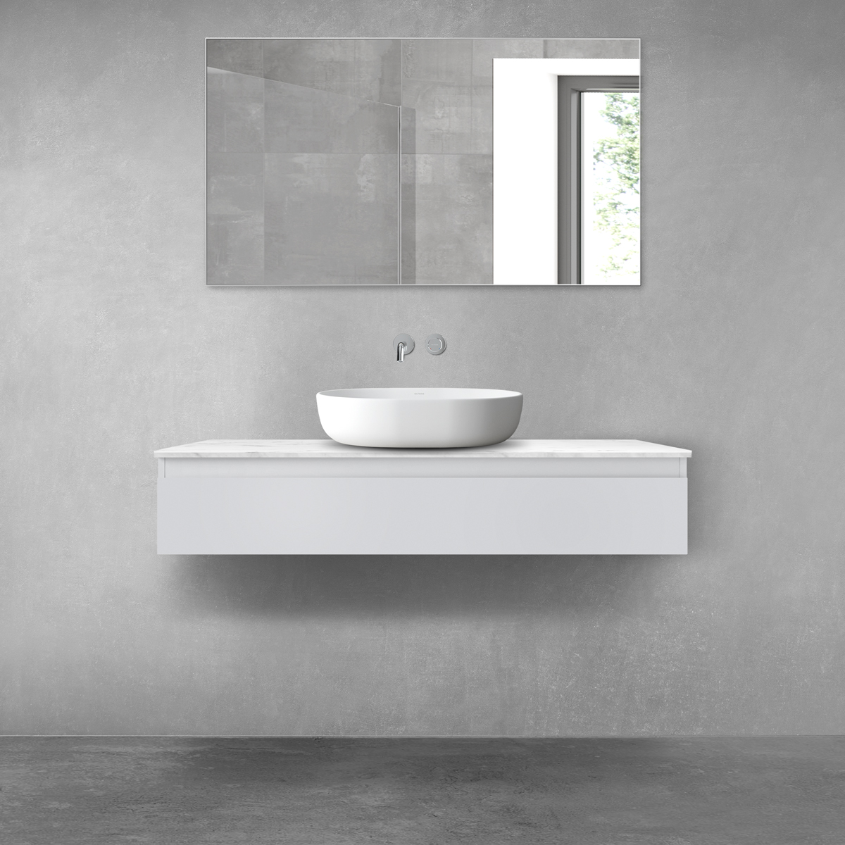 Darmowa Dostawa - Szafka z blatem 120x45.6x25.2 cm podumywalkowa wisząca szara Oltens Vernal 68709700