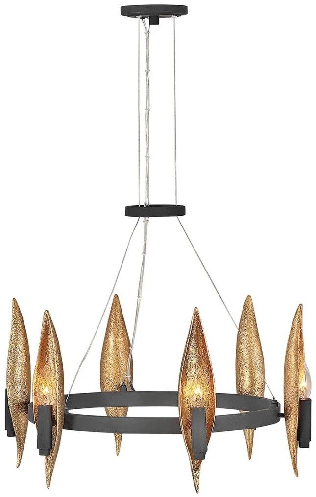 Darmowa Dostawa - Lampa wisząca 6x40 W czarna-złota Quintiesse Willow QNWILLOW6CBK