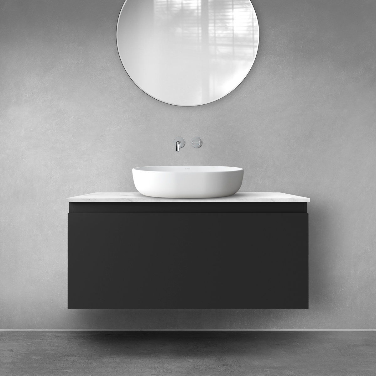 Darmowa Dostawa - Szafka z blatem 100x45.6x48.6 cm podumywalkowa wisząca czarna Oltens Vernal 68712300