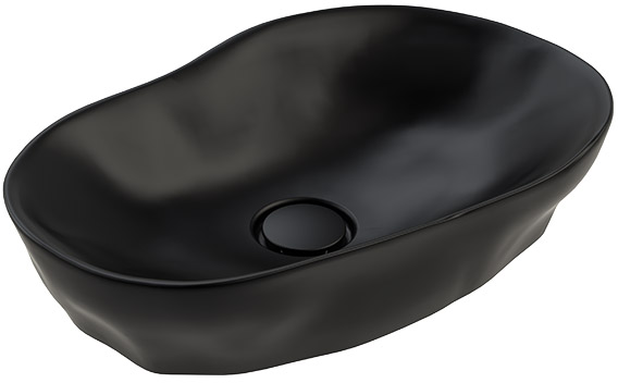Darmowa Dostawa - Umywalka 60x39.6 cm owalna nablatowa czarna Sanindusa Magmma 147389264