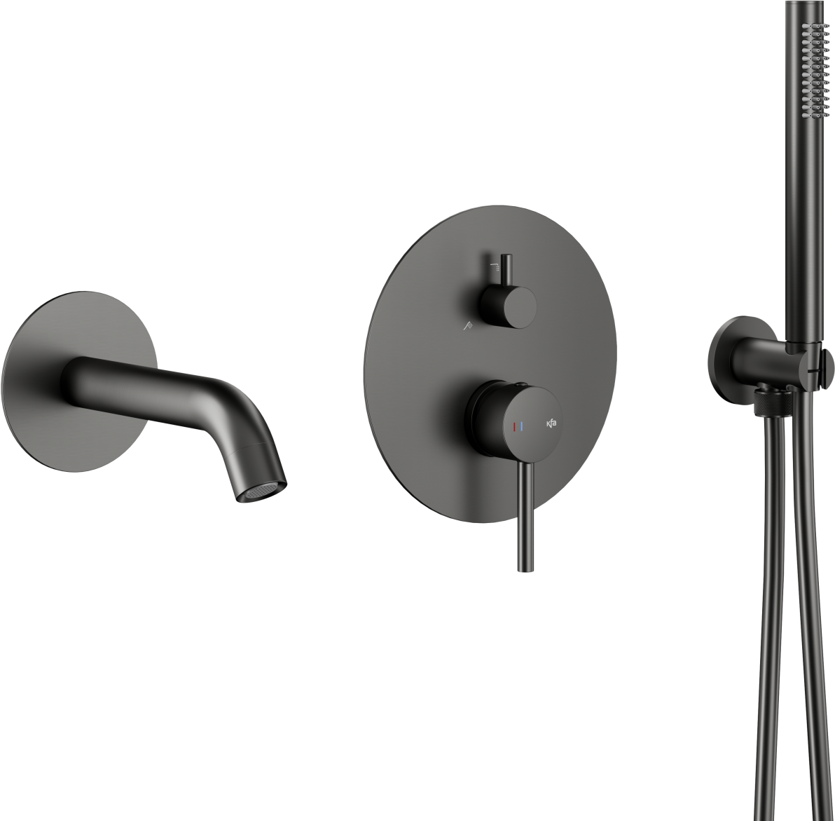 Darmowa Dostawa - Zestaw wannowo-prysznicowy podtynkowy grafitowy KFA Armatura Moza Gun Metal Grey 503940161