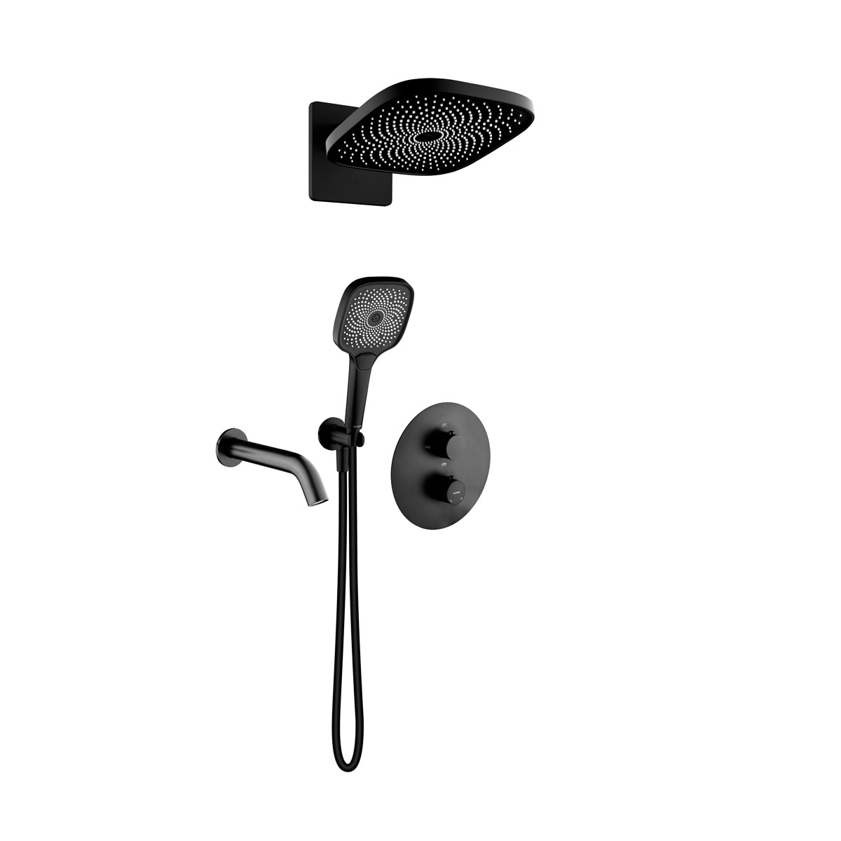 Darmowa Dostawa - Zestaw wannowo-prysznicowy podtynkowy termostatyczny z deszczownicą czarny mat Oltens Katla 36066300