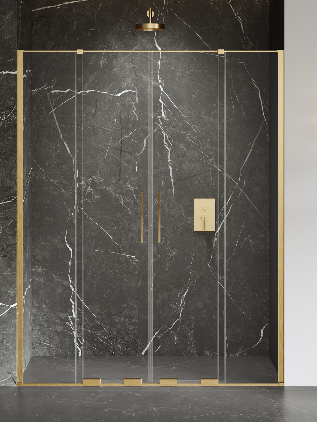 Darmowa Dostawa - Drzwi prysznicowe 170 cm rozsuwane złoty szczotkowany/szkło przezroczyste New Trendy Smart EXK7523