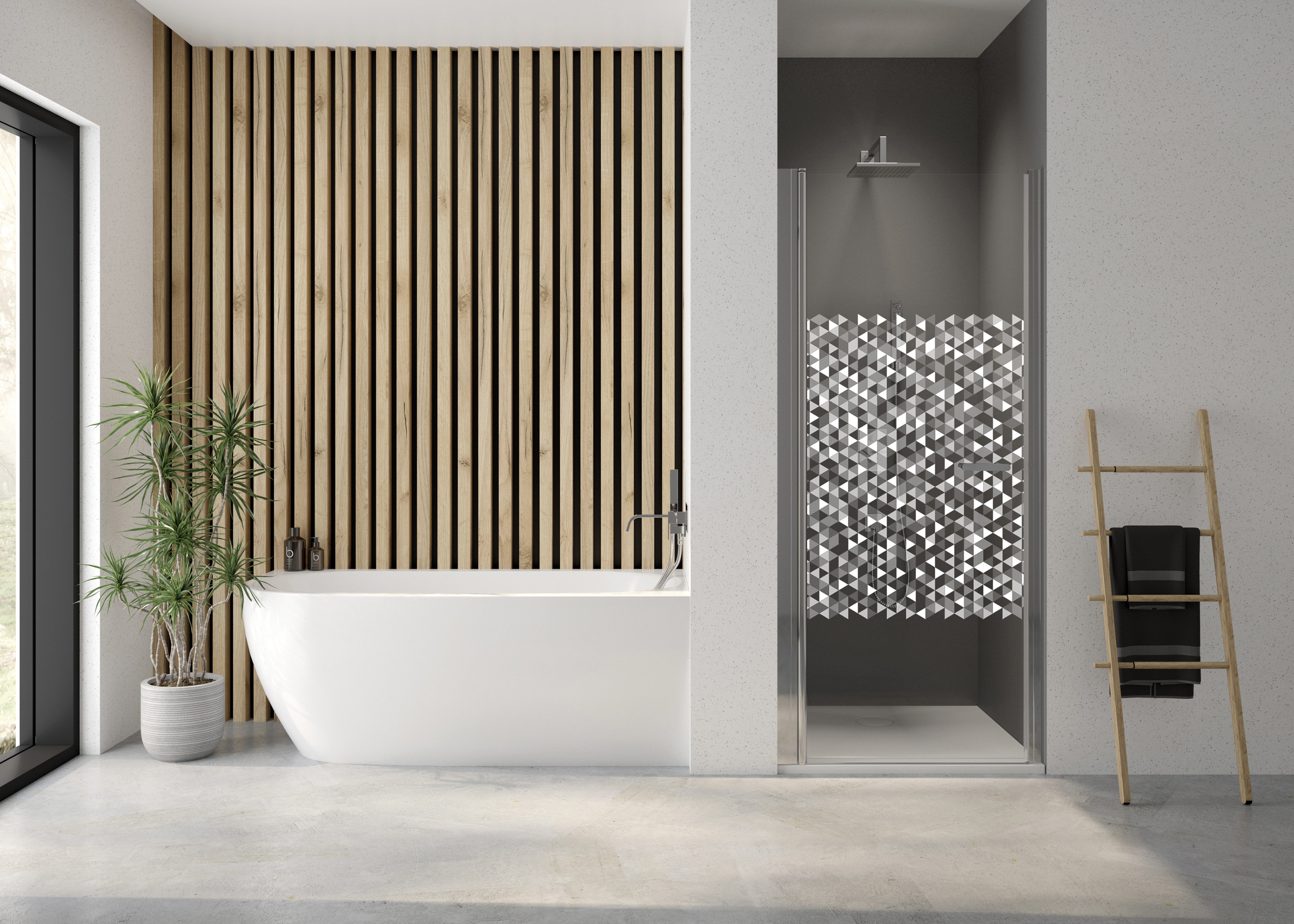 Darmowa Dostawa - Drzwi prysznicowe z profilem 80 cm uchylne srebrny połysk/szkło ze wzorem Sanplast Exa Line 600540073038151