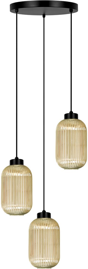 Darmowa Dostawa - Lampa wisząca 3x15 W czarna-bursztynowa Kaja Fadiga K5745