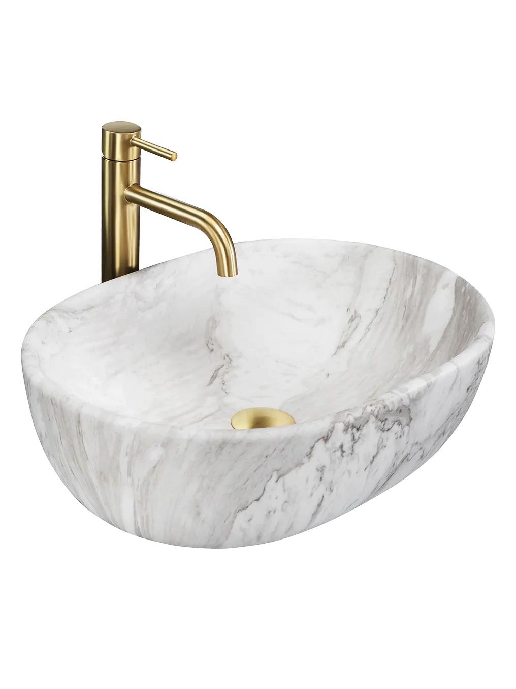 Darmowa Dostawa - Umywalka 48x34.5 cm prostokątna nablatowa szary/kamień Rea Amelia REAU8489