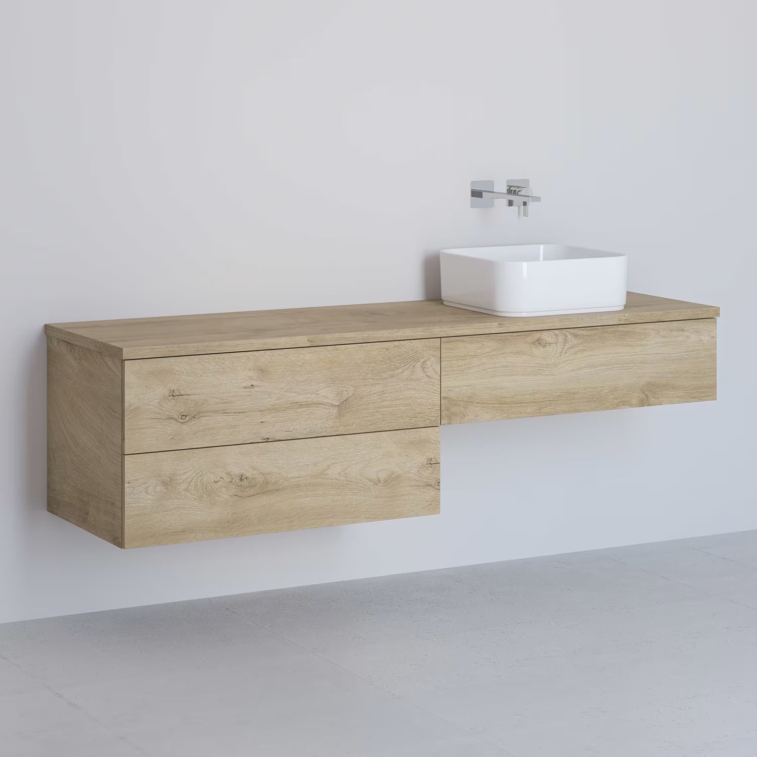 Darmowa Dostawa - Szafka z blatem 161x48.7x44.5 cm podumywalkowa wisząca dąb Kronenbach Cube KBWTKOWTL1613GH